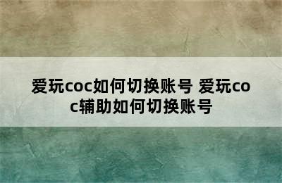 爱玩coc如何切换账号 爱玩coc辅助如何切换账号